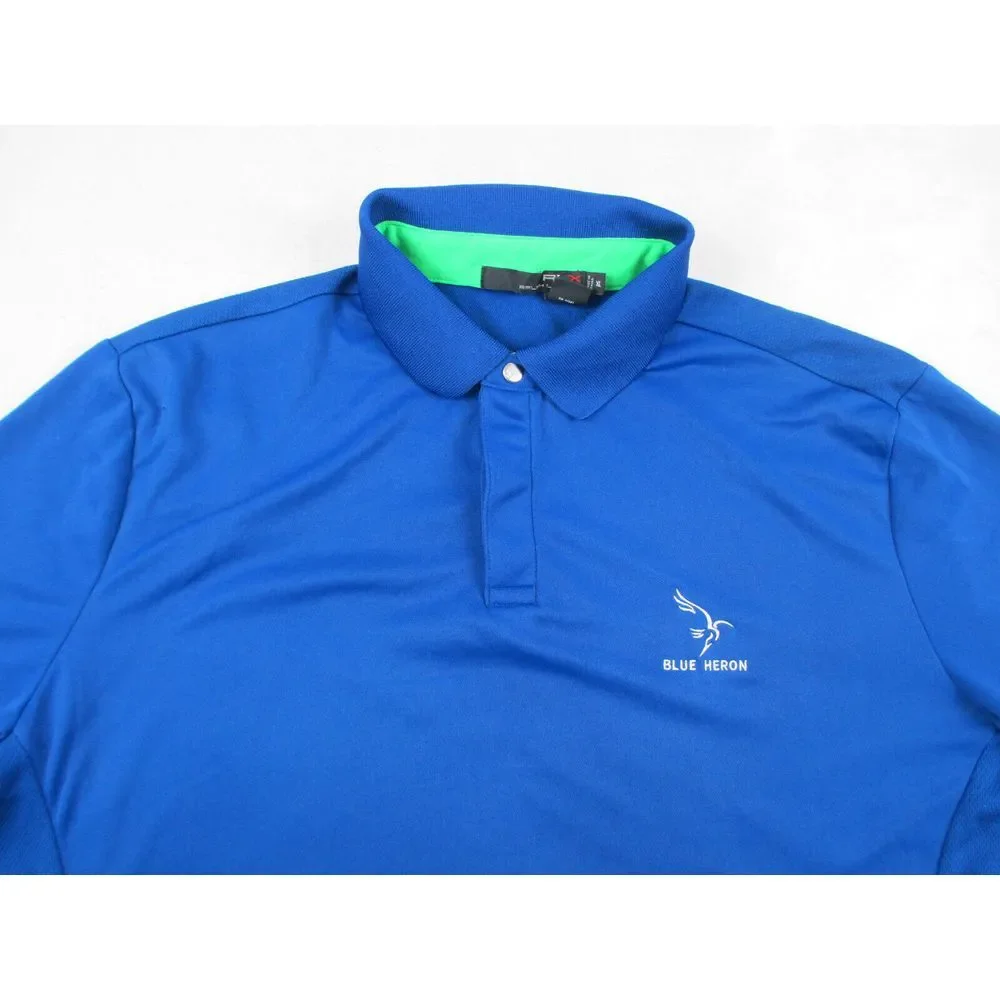 RLX Ralph Lauren Polo‎ Shirt Mens Extra Large Blue Blue Heron Golf Casual*